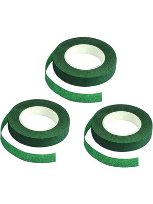 3lü Set Çiçekçi Bandı Yeşil Renk Yapay Çiçek Latex Köpük Çiçek Sapı Sarma Yeşil Bant 3