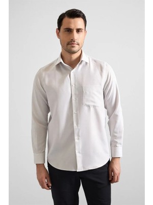 Süvari Bej Regular Klasik Yaka Casual Gömlek
