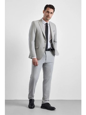 Süvari Gri Slim Sivri Yaka 6 Drop Takım Elbise