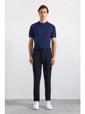 Süvari Lacivert Slim Düz Jogger Pantolon