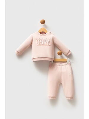 U.s. Polo Assn. Kız Bebek Pudra 3 Iplik Alt Üst Takım