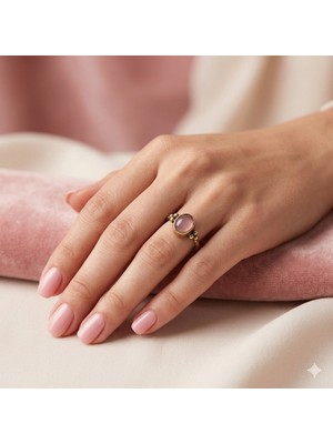 Hedea Üzüm Tanesi Gerçek Doğaltaş Ayarlanabilir Bronz Pembe Kadın Yüzük