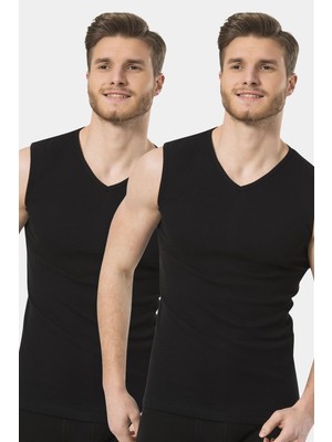 Türen %100 Pamuklu Erkek Kolsuz Spor V Yaka Atlet 2'li Paket