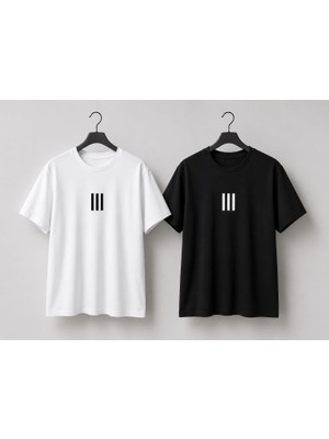 2'li Siyah Beyaz Oversize Erkek T-Shirt Takımı