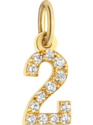 Duyum Gold 14 Ayar Altın Taşlı 2 Rakamı Kolye Ucu - Denge ve Uyum Sayı Kolye