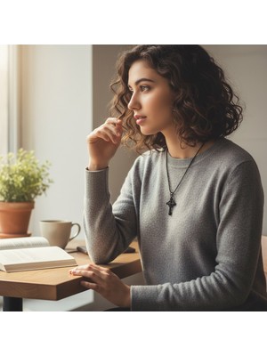 Hedea Mat Siyah Paslanmaz Kelt Haçı Tasarım Unisex Top Zincirli Kolye