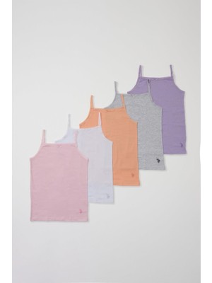 U.s. Polo Assn. 5'li Pakette Kız Çocuk Renkli Atlet , %100 Pamuk