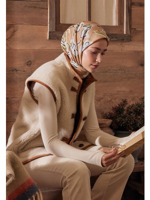 Fresh Scarfs Aspen Desen Pamuk İpek Eşarp Pastel Turuncu