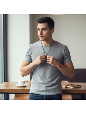 Hedea Mat Siyah Paslanmaz Haç Tasarım Unisex Top Zincirli Kolye