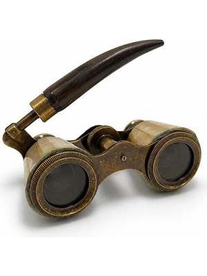 Senson Boynuz Saplı Pirinç ve Kemik Işlemeli Vintage Dürbün NI5375A
