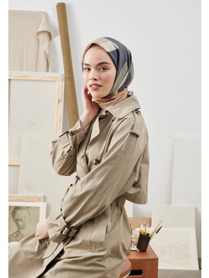 Fresh Scarfs Multi Colors Desen Pamuk İpek Eşarp Haki