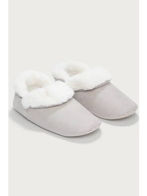 The White Company Suni Süet Peluş Astarlı Kadın Ev Botu Terlik