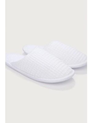 The White Company Organik Pamuk Waffle Desenli Unisex Ev Terliği