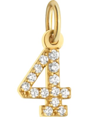 Duyum Gold 14 Ayar Altın Taşlı 4 Rakamı Kolye Ucu - Sabır ve Sadakat Sayı Kolye