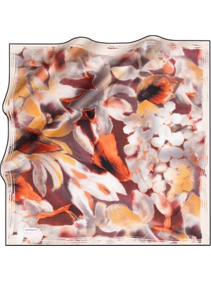 Cacharel Kahverengi 90X90  Ipek Twill Eşarp