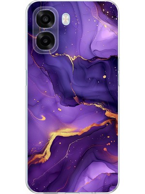 TechTree Oppo A6T - A6X Uyumlu Ametist Taşı Mor Mermer Baskılı Silikon Kılıf
