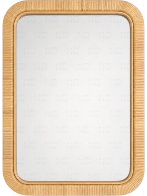 Naturel Dekor Bambu Tasarım Döngü Dikdörtgen Dekoratif Ayna 60X45 Cm, Bohem, Iskandinav, Modern, Hasır, Rattan