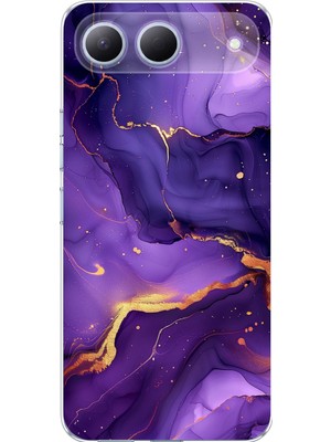 TechTree Tecno Spark 40 5g Uyumlu Ametist Taşı Mor Mermer Baskılı Silikon Kılıf