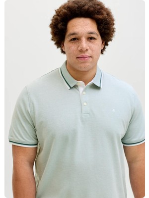 Jack & Jones Jack&jones 12143859 Jjepaulos Polo Yaka Noos Battal Buyuk Beden Kısa Kol Tshırt