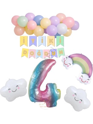 Best Parti Best Gökkuşağı Temalı Doğum Günü Parti Seti Yaş-4