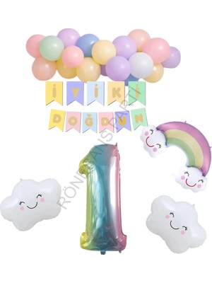 Rönesans Parti Rönesans Gökkuşağı Temalı Doğum Günü Parti Seti Yaş-1