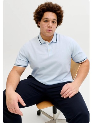 Jack & Jones Jack&jones 12143859 Jjepaulos Polo Yaka Noos Battal Buyuk Beden Kısa Kol Tshırt