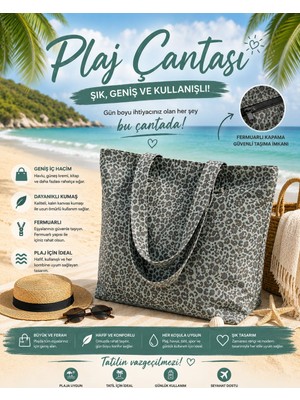 Plaj Çantası - Fermuarlı - Geniş Kullanışlı - Lüks Plaj Çantası