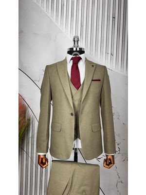 Dupont Classics Dupont Erkek Slim Fit 6 Drop Yelekli Takım Elbise - Sivri Yaka Çift Yırtmaçlı
