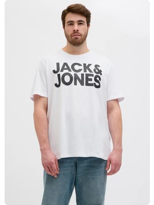 Jack & Jones Jack&jones 12158505 Sol Gogus Yazılı Buyuk Beden Kısa Kol Tshırt