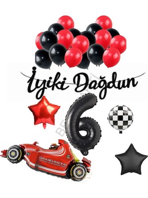 Best Parti Best Iyiki Doğdun Yazılı Yarış Temalı Doğum Günü Seti Yaş-6
