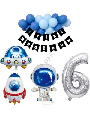 Best Parti Best Uzay Temalı Rakamlı Balonlu Doğum Günü Parti Seti Yaş-6