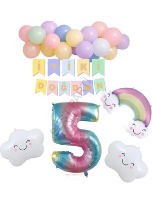 Best Parti Best Gökkuşağı Temalı Doğum Günü Parti Seti Yaş-5