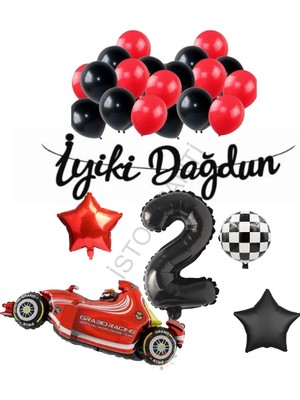 İstoç Parti Istoç Iyiki Doğdun Yazılı Yarış Temalı Doğum Günü Seti Yaş-2