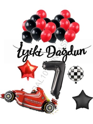 Bal10 Dünyası BAL10 Iyiki Doğdun Yazılı Yarış Temalı Doğum Günü Seti Yaş-7