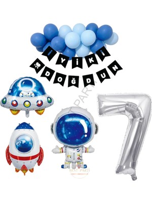 Best Parti Best Uzay Temalı Rakamlı Balonlu Doğum Günü Parti Seti Yaş-7