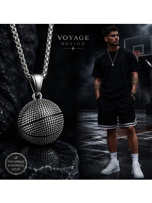 Voyage Accessory Paslanmaz Çelik Basketbol Topu Tasarımlı Kolye