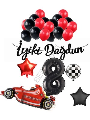 Best Parti Best Iyiki Doğdun Yazılı Yarış Temalı Doğum Günü Seti Yaş-8
