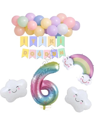 Best Parti Best Gökkuşağı Temalı Doğum Günü Parti Seti Yaş-6