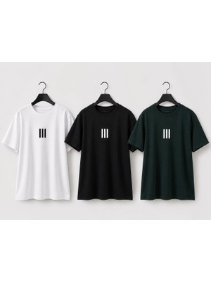 Zengoll & Ramires 3 Lü Beyaz Siyah Yeşil Oversize Erkek T-Shirt