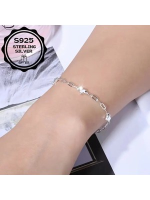 ShellWetr Heart Chain Kalpli 925 Ayar Gümüş Kadın Bileklik | Zarif & Minimal Tasarım | Anlamlı Hediye