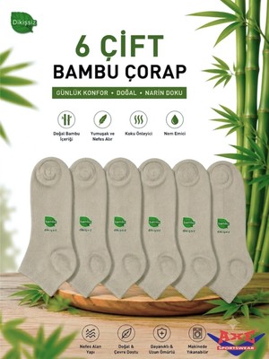 Axe Sportswear Erkek Topuk Burun Takviyeli Dikişsiz 6'lı Bambu Patik Çorap