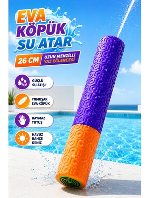 Yıldırım Oyuncak Eva Köpük Su Atar 26 cm – Süngerli Su Pompası Uzun Menzilli Havuz Deniz Plaj Yaz Oyuncağı 3+ Yaş