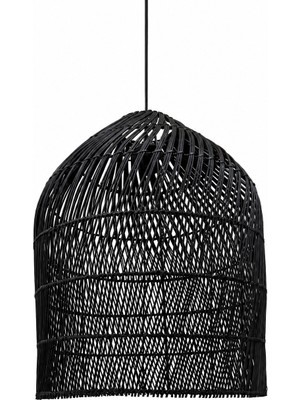 Naturel Dekor Rattan Siyah Avize 42X53 cm - Bohem, Iskandinav, Modern, Doğal, Kappeland, Aydınlatma