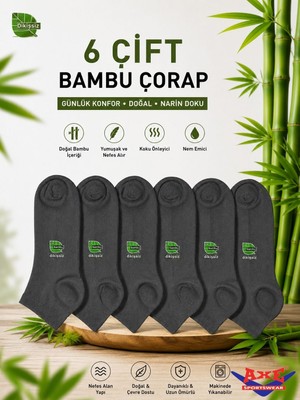Axe Sportswear Erkek Topuk Burun Takviyeli Dikişsiz 6'lı Bambu Patik Çorap
