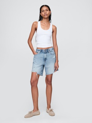 Gap Kadın Mavi 8" Mid Rise '90s Loose Denim Bermuda Şort