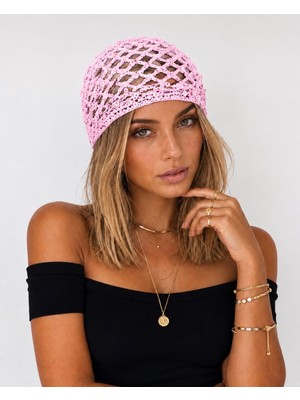 Ges Shop Kadın El Örgüsü Pullu Bone &. Saç Aksesuarı