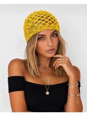 Ges Shop Kadın El Örgüsü Pullu Bone &. Saç Aksesuarı