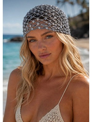 Ges Shop Kadın El Örgüsü Pullu Bone &. Saç Aksesuarı