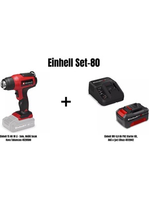 Einhell Set-80(Einhell Te-Ha 18 Li Akülü Sıcak Hava Tabancası+Einhell 18V 4,0 Ah Pxc Starter Kit, Akü & Şarj Cihazı)