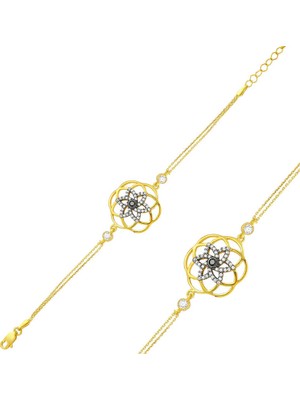 Aydogan's 925 Ayar Gümüş Gold Sarı Yaşam Çiçeği Bileklik